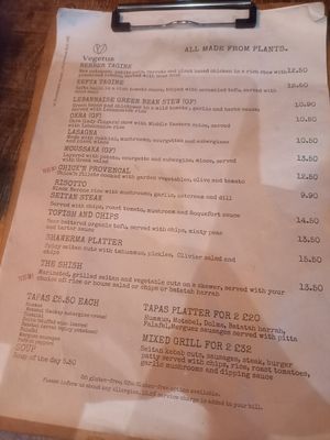 1 page of the menu at Vegetus in Cheltenham