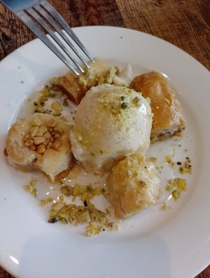 Baklava with ice cream at Vegetus in Cheltenham