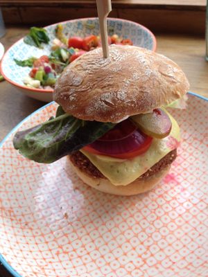 Falafel burger at Vegetus in Cheltenham