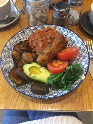 Cooked vegan breakfast  3 at Vegetus in Cheltenham