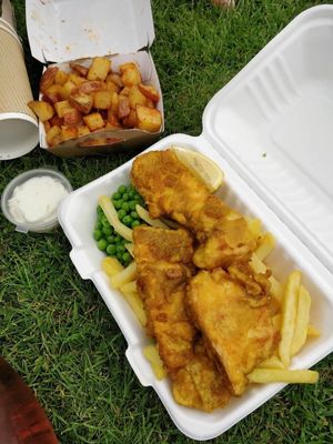 Tofish & chips, with vegan tartasauce  at Vegetus in Cheltenham