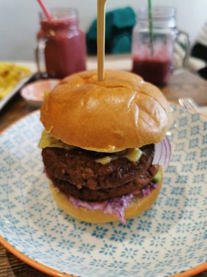 New York burger at Vegetus in Cheltenham