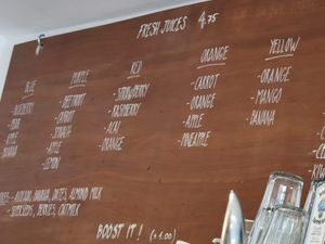 Juice menu at Vegetus in Cheltenham