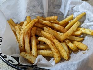 Spicy fries at Veggie Crust in Brookline