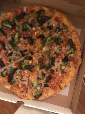 Veggie Manchurian pizza  at Veggie Crust in Brookline
