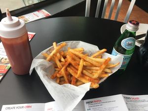 Fry time at Veggie Crust in Brookline