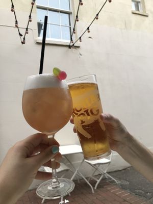 Cherry bakewell cocktail and cider  at The Lane in Deal