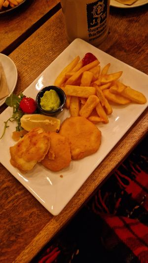 Root celery Schnitzel with avocado dip & fries at Rosi in Munich