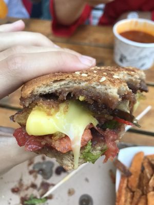 soooo good cheese  at Las Vegan's - Vegan Garden Trailer in Budapest