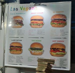 Wall menu at Las Vegan's - Vegan Garden Trailer in Budapest