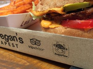 HappyCow packaging 🐮 at Las Vegan's - Vegan Garden Trailer in Budapest