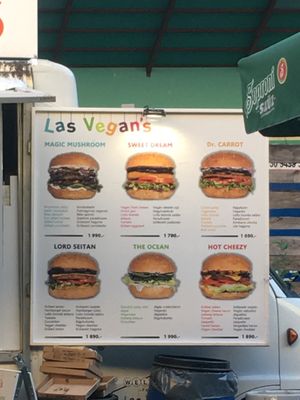 Burger menu  at Las Vegan's - Vegan Garden Trailer in Budapest