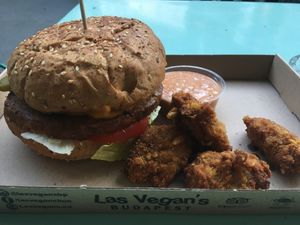 Cheesy + nuggets  at Las Vegan's - Vegan Garden Trailer in Budapest