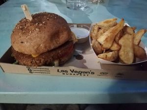 Hot cheezy and steak potatoes at Las Vegan's - Vegan Garden Trailer in Budapest