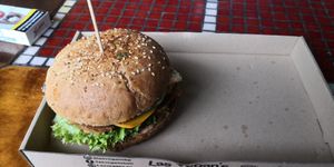 Seitan burger at Las Vegan's - Vegan Garden Trailer in Budapest