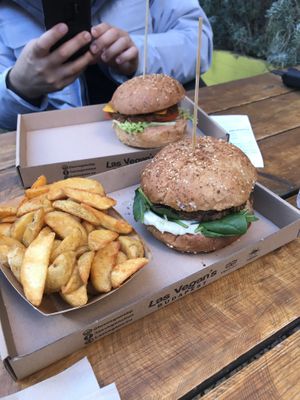 Seitan and mushroom burger  at Las Vegan's - Vegan Garden Trailer in Budapest
