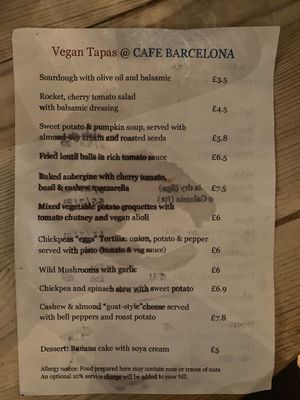 Vegan night and vegan tapas!  at Cafe Barcelona in South West London