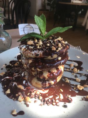 Snickers-pancakes. Flavor of the month.  at Mahalo  - Odengatan in Stockholm