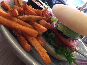 Sweet potatoes just amazing ? only 1 burger option:)) at Mahalo  - Odengatan in Stockholm