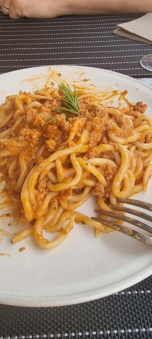 Pici al ragù di soia at Ciriera Osteria Vegan in Trequanda