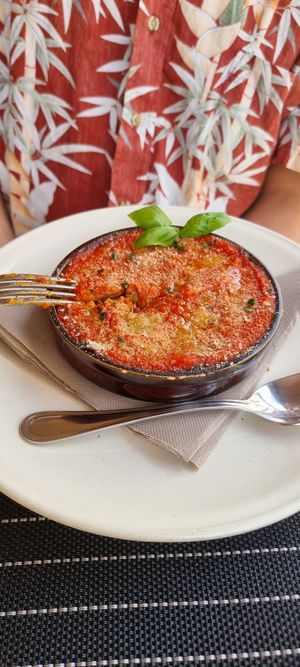 Parmigiana di melanzane at Ciriera Osteria Vegan in Trequanda