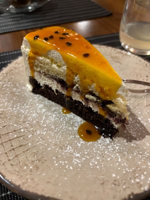 Passion fruit pie  at Ciriera Osteria Vegan in Trequanda