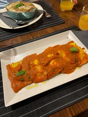 Ravioli  at Ciriera Osteria Vegan in Trequanda