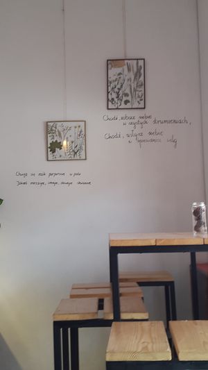 Indoor seating at Vegebar Zielony Gaj in Swinoujscie