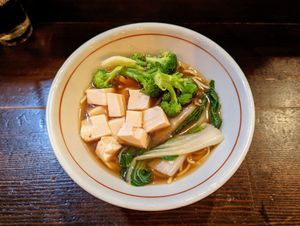 Gluten-free noodles available. at JINYA Ramen Bar in Austin