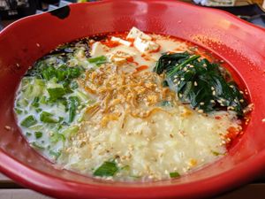 Creamy vegan ramen with kale noodles. at JINYA Ramen Bar in Austin