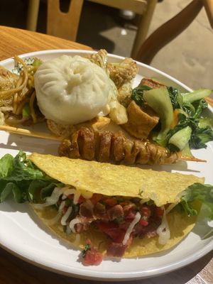 Vegan Taco, Bao, skewers, noodles, vegetables etc.   at SUHU 素虎 - Qianmen in Beijing