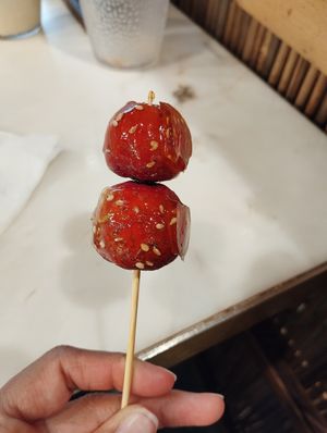 Sugar coated hawthorns (type of fruit) at SUHU 素虎 - Qianmen in Beijing