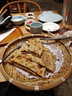 Mushroom pancakes at SUHU 素虎 - Qianmen in Beijing