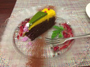 Vegan pumpkin and cacao cake. at Cafe Terra in Mito