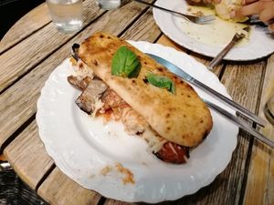 Panuozzo melanzane parmigiana at Dolce & Vegana in Madrid