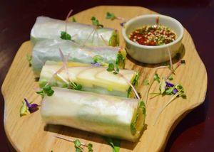 Spring rolls with fresh fruit at V's Home in Hanoi
