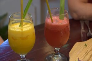 Watermelon juice and pineapple juice at V's Home in Hanoi
