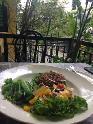 Chickpeas tempeh with rice at V's Home in Hanoi