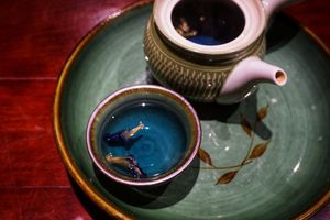 Butterfly pea tea at V's Home in Hanoi