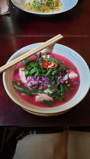Vegan noodle soup at V's Home in Hanoi
