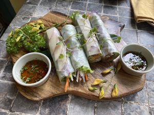 Spring rolls at V's Home in Hanoi