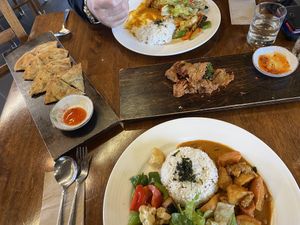 Corianders pancake, nuggets and daily specials   at Water Drop Vegetarian Cafe in Christchurch