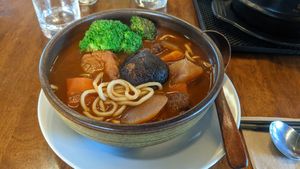 Braised noodle soup at Water Drop Vegetarian Cafe in Christchurch