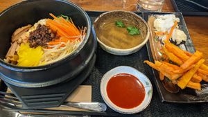 Bibimbap at Water Drop Vegetarian Cafe in Christchurch
