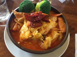 Laksa at Water Drop Vegetarian Cafe in Christchurch