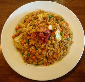 "Curry Fried Rice" for $16 at Water Drop Vegetarian Cafe in Christchurch