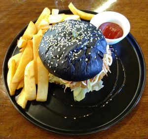 Vegan Fillet Burger Combo for $19 at Water Drop Vegetarian Cafe in Christchurch