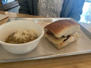 Vegan PB&Fluff sandwich with savory oats   at Lemon Tree in Boise