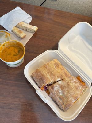 Vegan Rueben and soup  at Lemon Tree in Boise