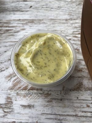 Vegan sauce for fries  at Luther Burger in Richmond